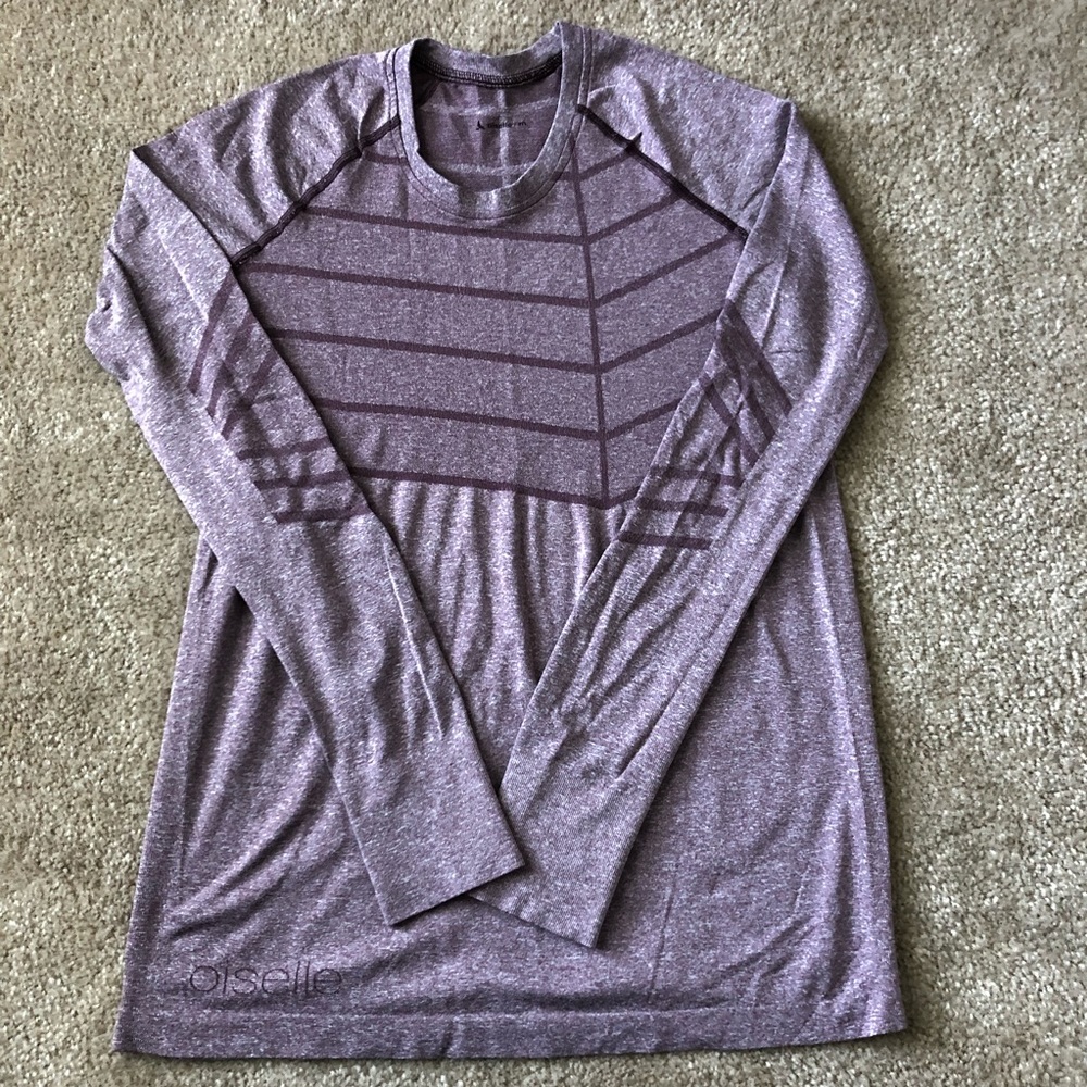 Oiselle Birds of a Feather LS Top in Burgen Sz M